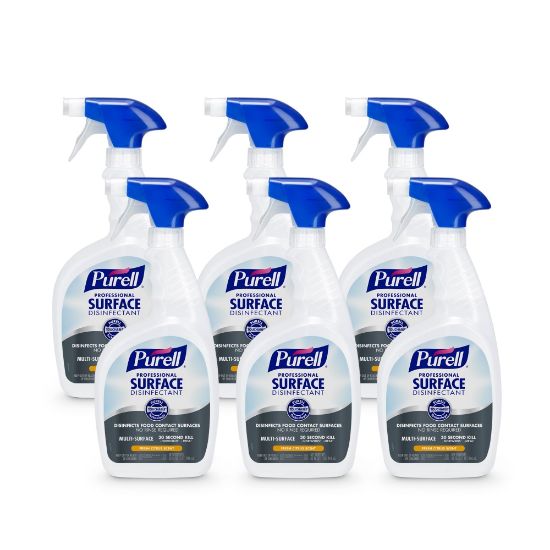 Picture of PURELL Professional Surface Disinfectant Spray, Citrus Scent, 32 fl oz Capped Bottle with Spray Trigger in Pack (Pack of 6) - 3342-06