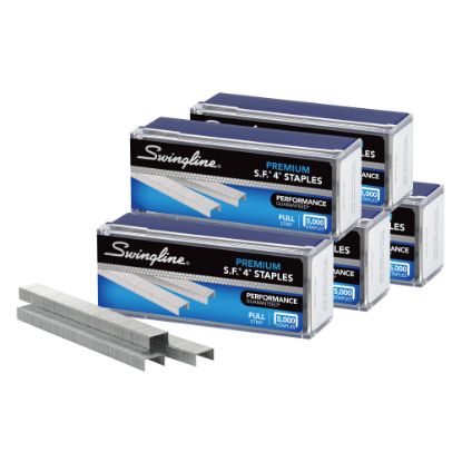 Picture of Swingline S.F. 4 Premium Staples, 1/4in Full Strip, Silver, 5,000 Per Pack, Case Of 5 Packs