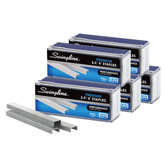 Picture of Swingline S.F. 4 Premium Staples, 1/4in Full Strip, Silver, 5,000 Per Pack, Case Of 5 Packs