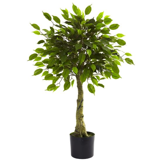 Picture of Nearly Natural 3ftH Polyester Artificial Ficus Tree with Pot, Green