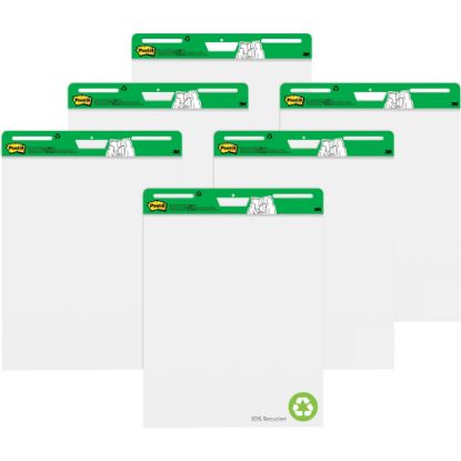 Picture of Post-it Super Sticky Easel Pads, 25in x 30in, 30% Recycled, White, Pack Of 6 Pads