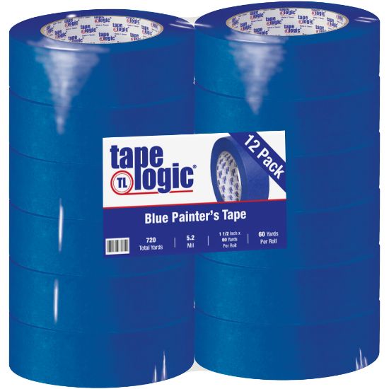 Picture of Tape Logic 3000 Painters Tape, 3in Core, 1.5in x 180ft, Blue, Case Of 12