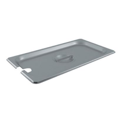 Picture of Winco Steam Table Notched Stainless-Steel Pan Cover, 1/3 Size, Silver