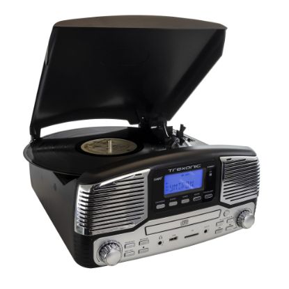 Picture of Trexonic Retro Wireless Bluetooth Record/CD Turntable, Black