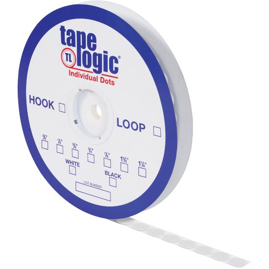 Picture of Tape Logic Sticky Back Hook Dots, 1/2in, White, Pack of 1400 Dots