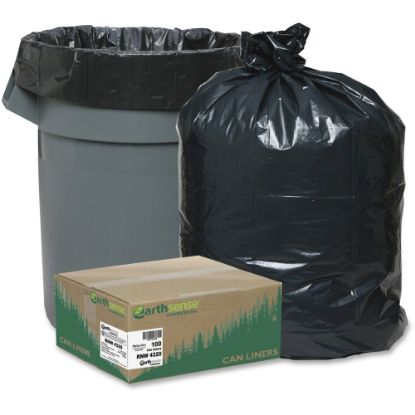 Picture of Webster Reclaim Heavy-Duty Recycled Can Liners - Extra Large Size - 56 gal - 43in Width x 47in Length - 2 mil (51 Micron) Thickness - Black - Plastic - 100/Carton - Can