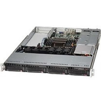 Picture of Supermicro SuperChassis 815TQ-R706WB (Black) - Rack-mountable - Black - 1U - 4 x Bay - 750 W - Power Supply Installed - EATX, WIO Motherboard Supported - 4 x Fan(s) Supported - 4 x External 3.5in Bay - 3x Slot(s)