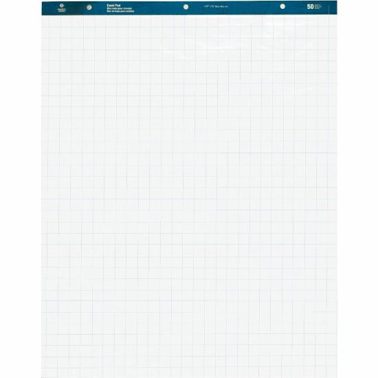 Picture of Business Source Quad Easel Pad - 50 Sheets - 15 lb Basis Weight - 27in x 34in - White Paper - Perforated - 4 / Carton