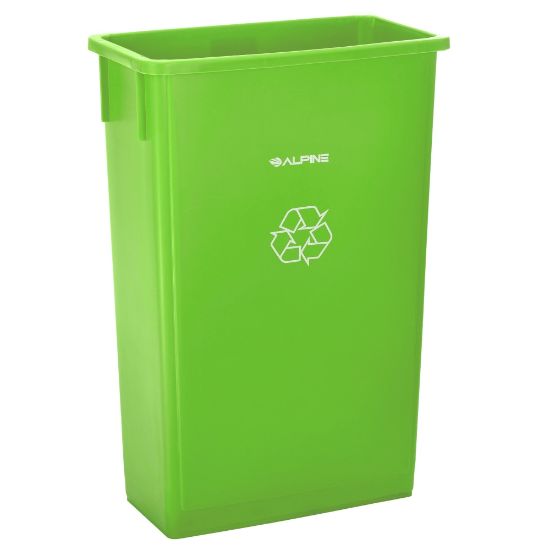 Picture of Alpine Rectangular Polypropylene Slim Trash Can, 23 Gallons, Green