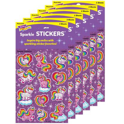 Picture of Trend Sparkle Stickers, Sparkly Unicorns, 24 Stickers Per Pack, Set Of 6 Packs