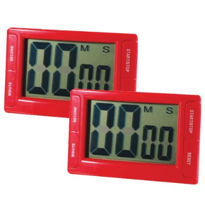 Picture of Ashley Productions Big Red Digital Timer 3.75in x 2.5in with Magnetic Backing and Stand, Pack of 2