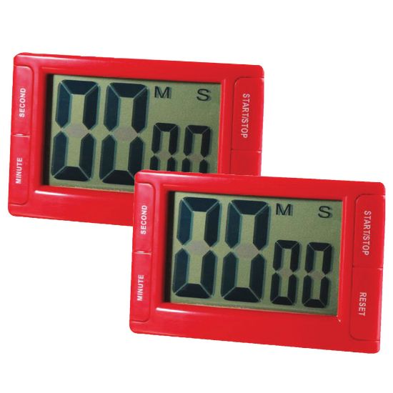 Picture of Ashley Productions Big Red Digital Timer 3.75in x 2.5in with Magnetic Backing and Stand, Pack of 2