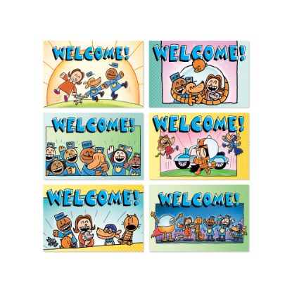 Picture of Scholastic Teacher Resources Dog Man Welcome Postcards, 4in x 6in, Assorted Colors, Pack Of 36 Cards