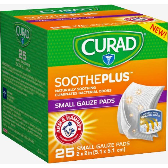 Picture of Curad SoothePlus Medium Non-stick Pads - 2in x 2in - 25/Box - White