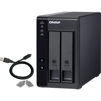 Picture of QNAP 2 Bay USB Type-C Direct Attached Storage with Hardware RAID - 2 x HDD Supported - 2 x SSD Supported - Serial ATA/600 Controller - RAID Supported 0, 1, JBOD - 2 x Total Bays - 2 x 2.5in/3.5in Bay - 1 USB Port(s) - CIFS/SMB - Desktop