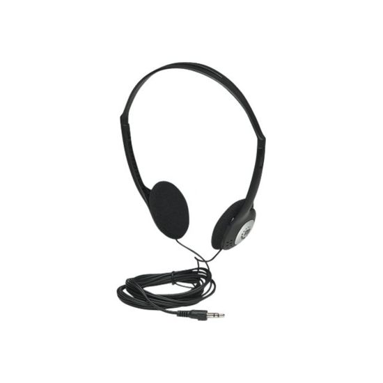 Picture of Manhattan Stereo On-Ear Headphones (3.5mm), Adjustable Split Headband, Foam Earpads, Speaker 80W max, Standard 3.5mm stereo jack/plug for audio output, cable 2.2m, Black, Three Year Warranty, Blister - Headphones - on-ear - wired - 3.5 mm jack