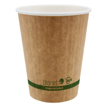 Picture of Planet+ Compostable Hot Cups, Double-Wall, 12 Oz, Brown, Pack Of 1,000 Cups