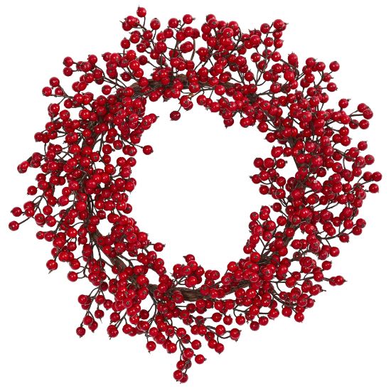 Picture of Nearly Natural Berry Artificial Wreath, 22in x 5in, Red