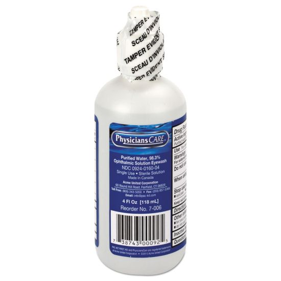 Picture of First Aid Only Eyewash Refill For SmartCompliance General Business Cabinets, 4 Oz Bottle