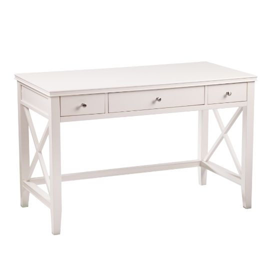 Picture of SEI Furniture Larksmill 3-Drawer 48inW Writing Desk, White