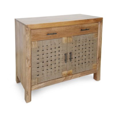 Picture of Coast to Coast Griffith Boho-Style Cabinet, 30inH x 36inW x 17inD, Augustine Brown/Jute