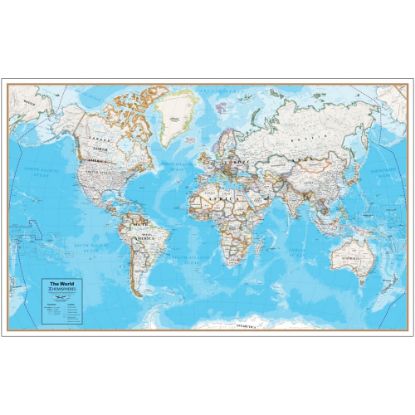 Picture of Hemispheres Contemporary Laminated Wall Map, World, 38in x 61in