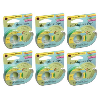 Picture of Lee Products Removable Highlighter Tape, 0.5in x 20ft, Green, Pack Of 6