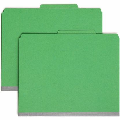 Picture of Smead Pressboard Colored Classification Folders, 2in Capacity, 2 Fasteners, 2 Dividers, Letter Size, 2in Expansion, 2/5-Cut Tab, 100% Recycled, Green, Box Of 10