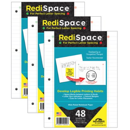 Picture of RediSpace Notebook Filler Paper, 48 Sheets Per Pack, 3 Packs