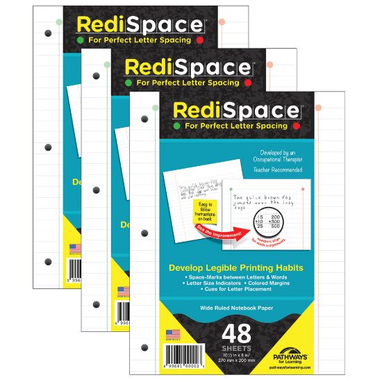 Picture of RediSpace Notebook Filler Paper, 48 Sheets Per Pack, 3 Packs