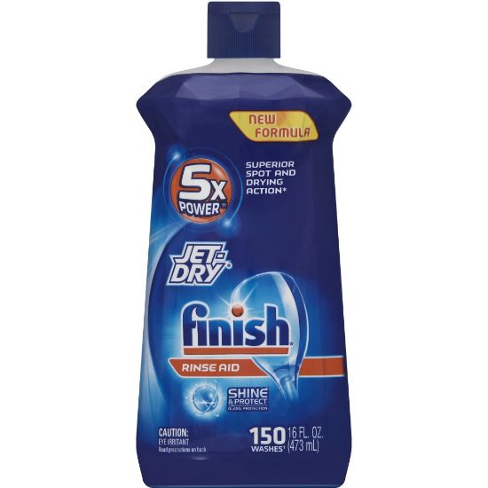 Picture of Finish Large Jet-Dry Rinse Aid - 16 oz (1 lb) - Original ScentBottle - 6 / Carton - Blue