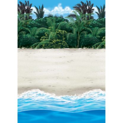 Picture of Amscan Summer Luau Beach Scene Setter Room Roll, 48in x 480in, Multicolor