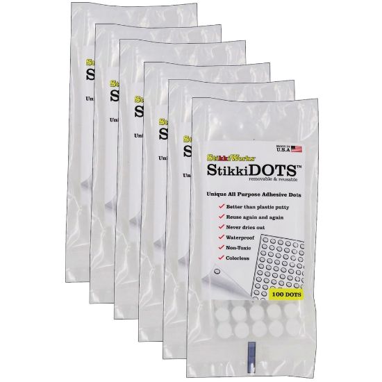 Picture of StikkiWorks StikkiDOTS, Adhesive Dots, 100 Per Pack, 6 Packs