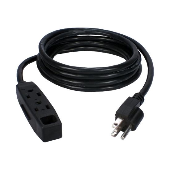 Picture of QVS 2-Pack 3-Outlet 3-Prong 6ft Power Extension Cord - For Computer - 120 V AC / 13 A - Black - 6 ft Cord Length - NEMA 5-15P / NEMA 5-15R - 2