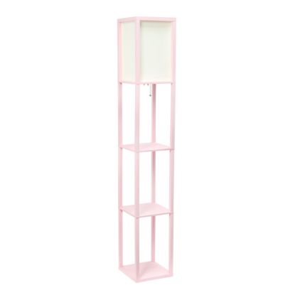 Picture of Simple Designs Floor Lamp With Etagere Organizer, 62-3/4inH, White Shade/Pink Base