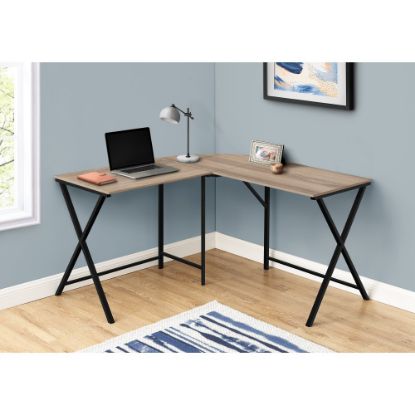 Picture of Monarch Specialties Liberty 56inW L-Shaped Computer Desk, Dark Taupe/Black