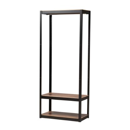 Picture of Baxton Studio Elton 3-Shelf Free-Standing Closet Storage Organizer, 76-13/16inH x 31-1/2inW x 15-13/16inD, Black/Brown