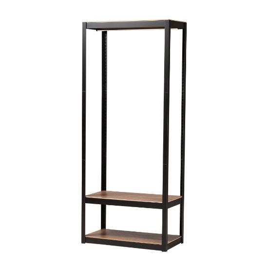 Picture of Baxton Studio Elton 3-Shelf Free-Standing Closet Storage Organizer, 76-13/16inH x 31-1/2inW x 15-13/16inD, Black/Brown