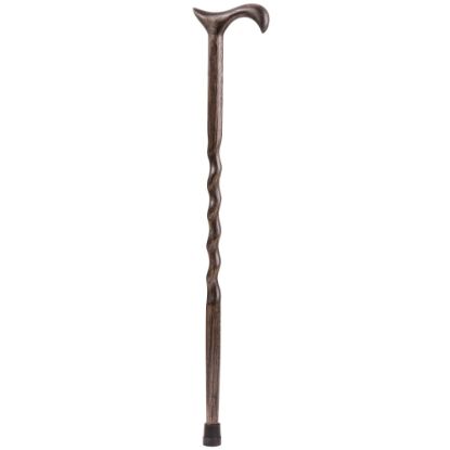 Picture of Brazos Walking Sticks Twisted Oak Walking Cane With Derby Handle, 37in, Flint