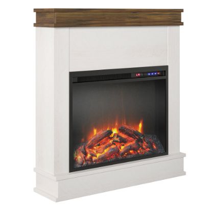 Picture of Ameriwood Home Mateo Fireplace With Mantel, 32-7/8inH x 29-3/4inW x 7-3/4inD, Ivory