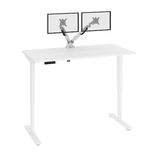 Picture of Bestar Viva Electric 60inW Standing Desk With Monitor Arms, White