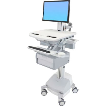 Picture of Ergotron StyleView Cart with LCD Pivot, SLA Powered, 1 Tall Drawer (1x1) - Up to 24in Screen Support - 37.04 lb Load Capacity - Floor - Plastic, Aluminum, Zinc-plated Steel