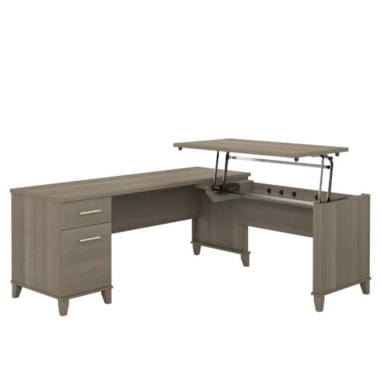 Picture of Bush Furniture Somerset 3 Position Sit to Stand L Shaped Desk, 72inW, Ash Gray, Standard Delivery