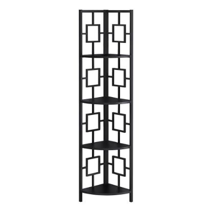 Picture of Monarch Specialties Astrid 62inH 4-Shelf Corner Bookcase, Black