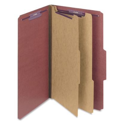 Picture of Smead Classification Folders, Pressboard With SafeSHIELD Fasteners, 2 Dividers, 2in Expansion, Legal Size, 100% Recycled, Red, Box Of 10