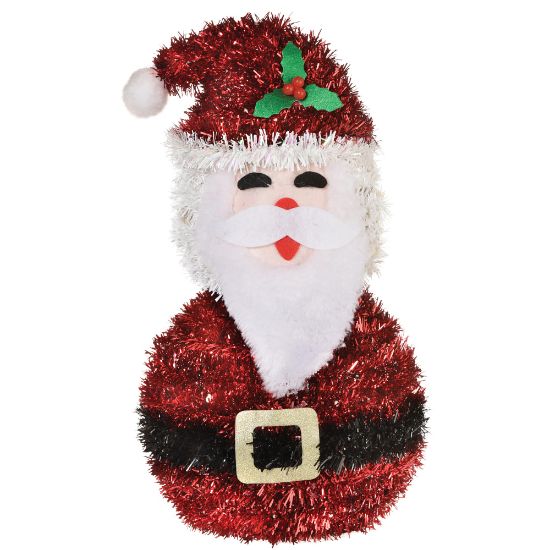 Picture of Amscan Christmas 3D Deluxe Tinsel Santas, 10inH x 5-1/2inW x 5-1/2inD, Pack Of 2 Santas