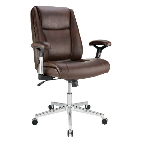 Picture of Realspace Densey Bonded Leather  Mid-Back Managers Chair, Brown/Black/Silver