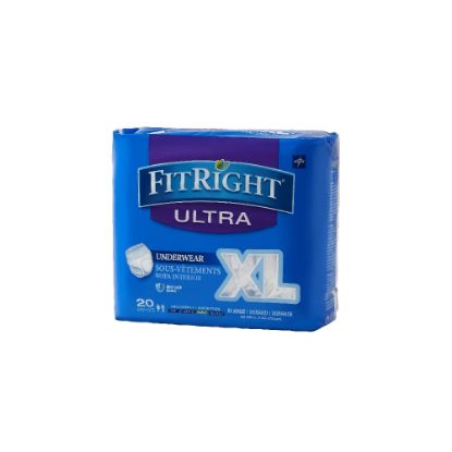 Picture of FitRight Ultra Protective Underwear, Extra-Large, 56 - 68in, White, Case Of 20