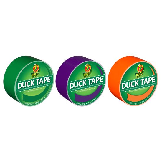 Picture of Duck Brand Color Duct Tape Rolls, 1-15/16in x 55 Yd, Secondary Colors, Pack Of 3 Rolls