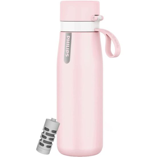 Picture of Philips GoZero Everyday Insulated Stainless-Steel Water Bottle With Filter, 18.6 Oz, Pink